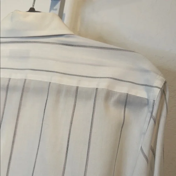 Yves Saint Laurent Men's Off White Striped Dress Shirt - Picture 6 of 9